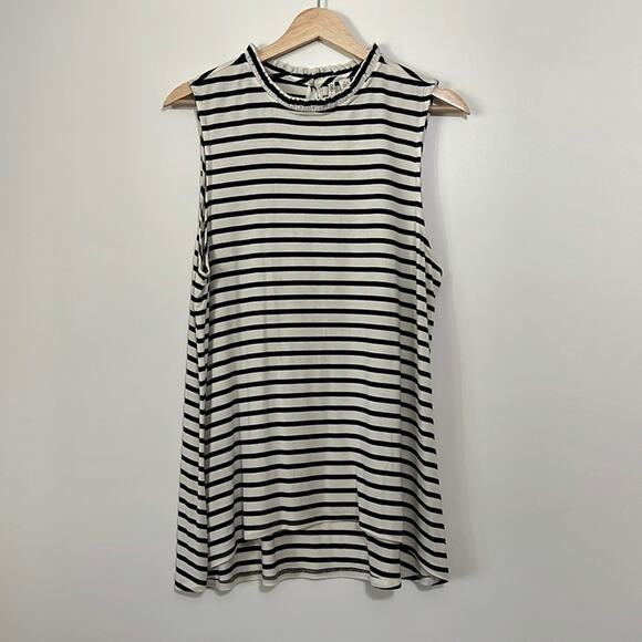 Cato Ruffle Collar Sleeveless Striped Blouse - Picture 2 of 6